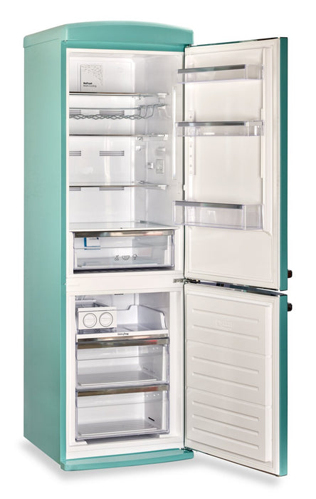 Classic Retro by Unique 24\" 12 Cu. Ft. Bottom-Freezer Refrigerator - Ocean Mist Turquoise - UGP-340L T AC