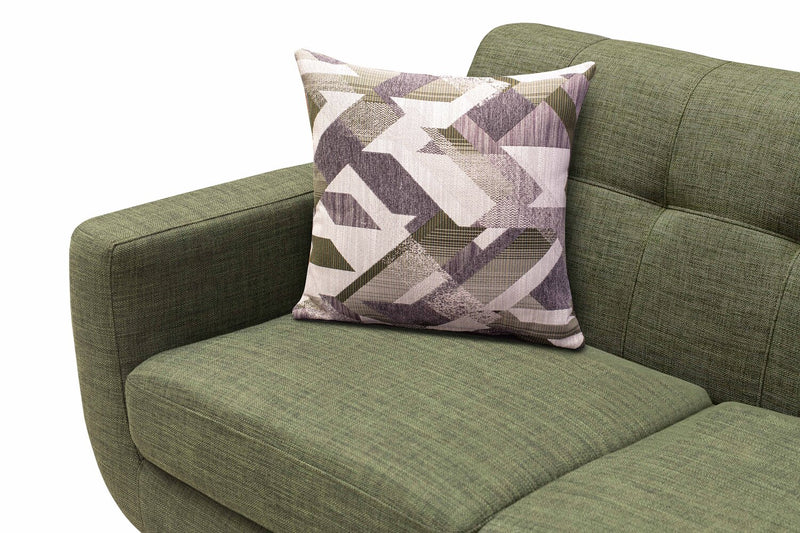 Kort & Co. Freeman 88\" Linen-Look Fabric Sofa with Wood Base and Tufted Back Cushions - Avocado Green