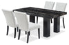 Burk 5pc Dining Set with Table & 4 Chairs, Resin Marble-Look Top, 72\"W - Black/White