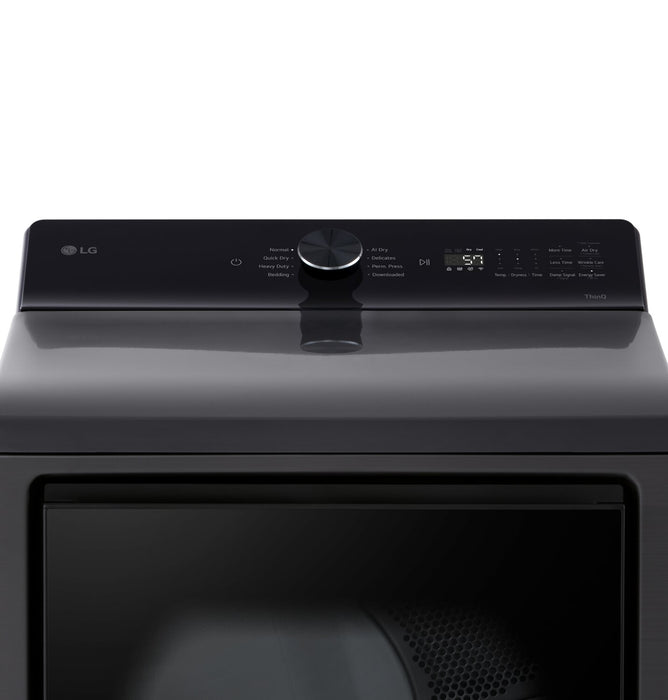 LG 7.3 Cu. Ft. Electric Dryer with AI Sensing and ThinQ® - Platinum Black - DLE8200L