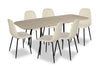 Joss 7pc Dining Set with Table & 6 Chairs - 63-86.5\"W Butterfly Extension, Metal - Natural/White