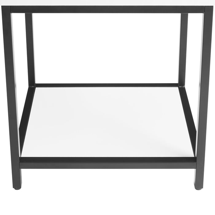 Akio Bedside 1-Drawer Nightstand with Lift-top Storage, 18\"W x 25.75\"H - White/Black