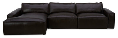 Sedona 3-Piece Genuine Leather Left-Facing Modular Sectional - Chocolate | Sofa sectionnel modulaire de gauche Sedona 3 pièces en cuir véritable - chocolat