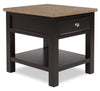 Wells 24\" Solid Wood End Table with Storage and Shelf - Two Tone Brown