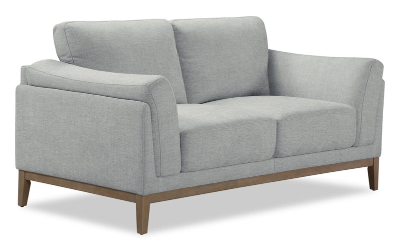 Valley 67.7\" Fabric Loveseat with Rubberwood Base and Legs - Grey