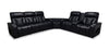 Zen 3-Piece Leather-Look Fabric Power Reclining Sectional with Massage, Drop-Down Console and Refrigerator - Black