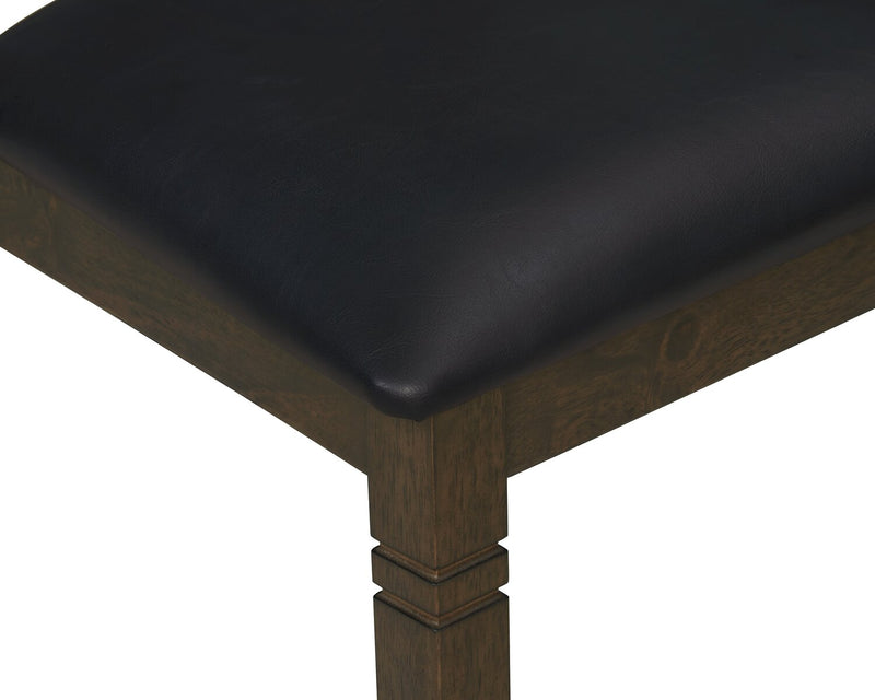 Devon Dining Chair with Vegan Leather Fabric, Wood - Dark Brown