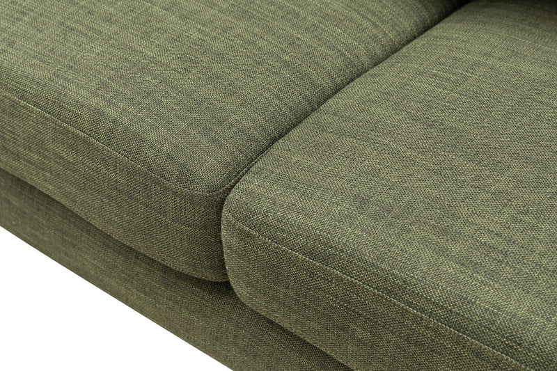 Kort & Co. Freeman 88\" Linen-Look Fabric Sofa with Wood Base and Tufted Back Cushions - Avocado Green