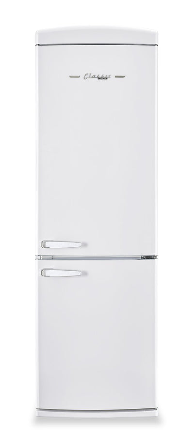 Classic Retro by Unique 24" 12 Cu. Ft. Bottom-Freezer Refrigerator - Marshmallow White - UGP-340L W AC | Réfrigérateur Classic Rétro par Unique de 24 po et de 12 pi3 à congélateur inférieur - blanc guimauve - UGP-340L W AC | U340LWAC