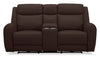 Reign 78\" Top-Grain Genuine Leather Power Reclining Loveseat with Console - Silverado Chocolate Brown