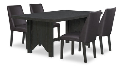 Emery 5pc Dining Set with Table & 4 Chairs, Wood, 72-96"W Extension - Black & Brown | Ensemble de salle à manger Emery 5 pièces en bois avec table, rallonge, 72 po à 96 po (L) et 4 chaises - noir et brun