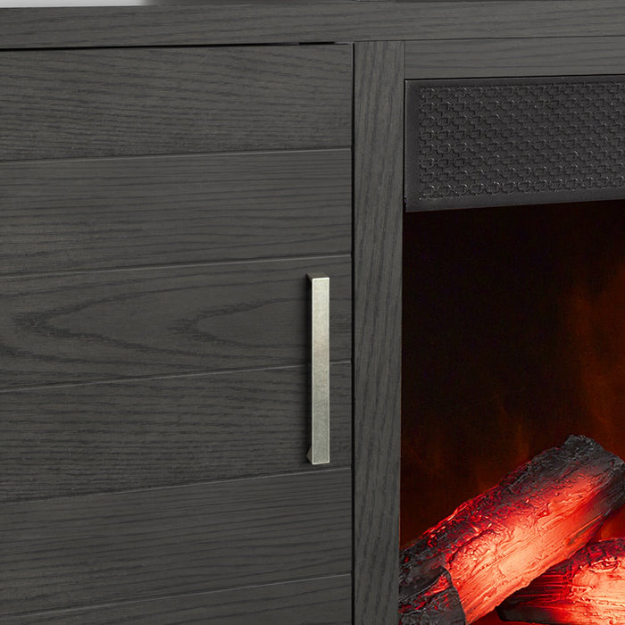 Breya 64\" Modern Electric Fireplace TV Stand with Storage & USB Charging for TVs up to 70\"- Grey