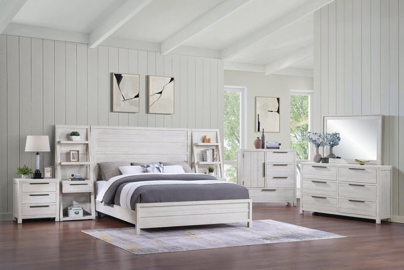 Haven 5pc Bedroom Set with Panel Bed, Dresser & Mirror, White - King Size
