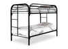 Logan Bunk Bed with Ladders & Guard Rail for Kids, Black Metal - Twin/Twin