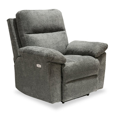 Made in Canada Oliver 40" Chenille Fabric Power Reclining Chair with USB Port - Addison Pewter Grey | Fauteuil à inclinaison électrique Oliver 40 po fabriqué au Canada, en tissu de chenille avec port USB - gris étain Addison