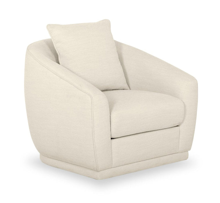 Rio 34.5\" Chenille Fabric Swivel Accent Chair - Ivory White