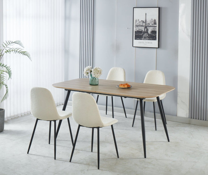 Joss Dining Chair with Polyester Fabric, Metal - White