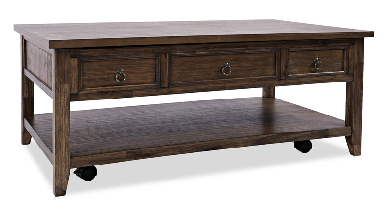 Branson 48\" Lift Top Coffee Table with Storage and Casters - Dark Brown