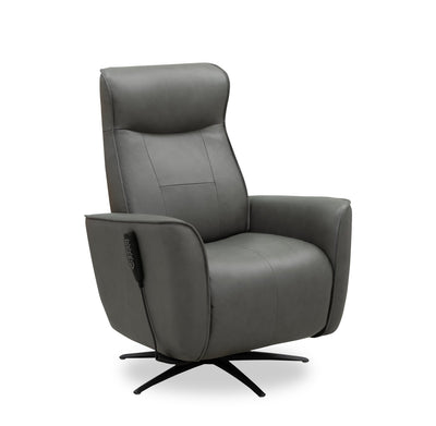 Serene 31" Genuine Leather Power Reclining Massage Chair with Power Headrest and Heated Seat - Grey | Fauteuil de massage à inclinaison électrique Serene de 31 po en cuir véritable avec appuie-tête électrique et siège chauffant - gris