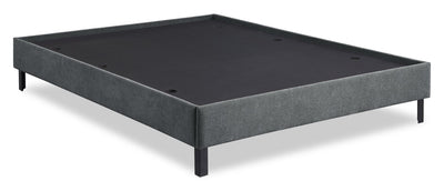 Amos Upholstered Platform Bed Base in Charcoal Fabric - Full Size | Base de lit plateforme rembourrée Amos en tissu anthracite - format lit double