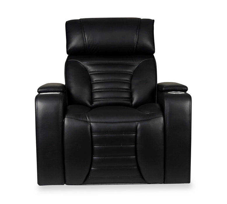 Zen 40\" Leather-Look Fabric Power Reclining Massage Chair with Power Headrest and Heated Seat - Black