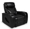 Elite 38\" Genuine Leather Massage Power Reclining Chair with Power Headrest and Storage Armrests - Black