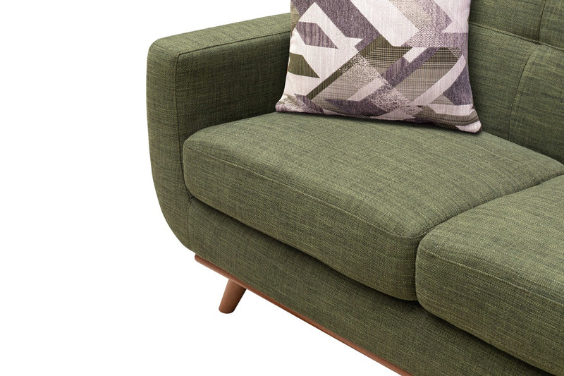 Kort & Co. Freeman 88\" Linen-Look Fabric Sofa with Wood Base and Tufted Back Cushions - Avocado Green