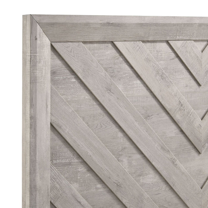 Lark Panel Bed with Headboard & Frame, Chevron Pattern, Rustic White - Full Size