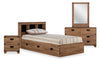 Driftwood Mates Bed 6pc Set with Storage Headboard, Dresser, Mirror & Nightstand, Brown - Full Size
