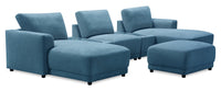 Voyage Modular 6-Piece Left-Facing Fabric Sectional with Console and Ottoman – Blue
