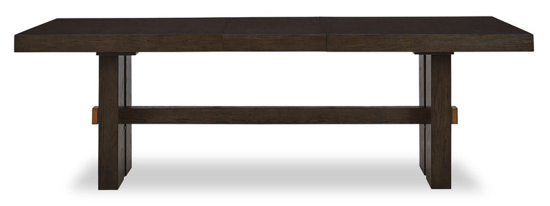 Metro Dining Table with 72-90\"W Extension, Trestle Base - Brown