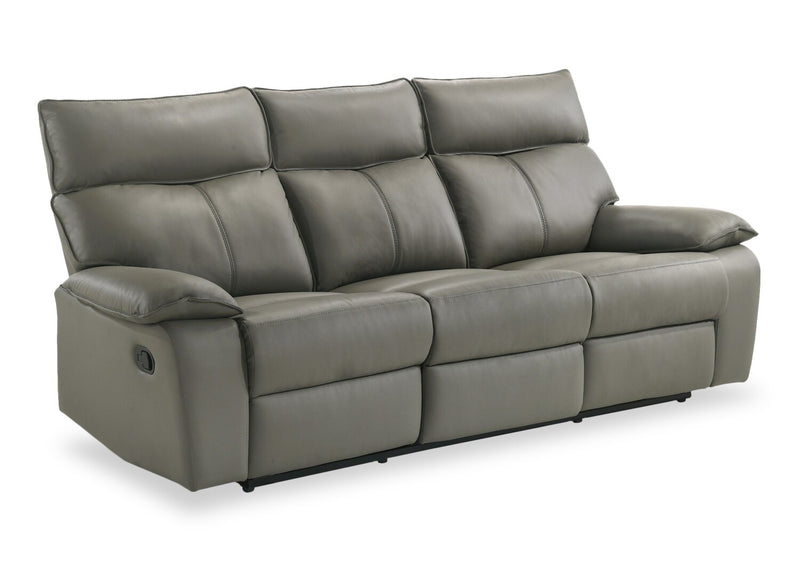 Matteo 88\" Genuine Leather Reclining Sofa - Aviarah Grey