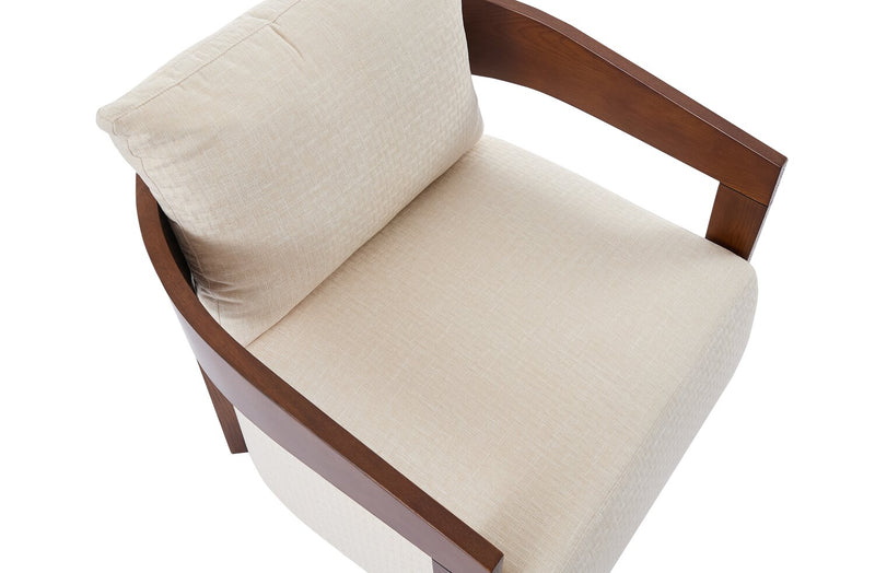 Amor 28.54\" Fabric Accent Chair with Wood Arms and Legs - Taupe