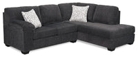 Made in Canada Morgan 2-Piece Right-Facing Chenille Fabric Sectional with Accent Pillows - Grey