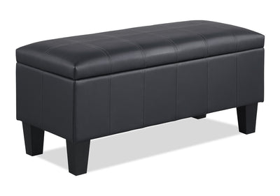 James 39.25" Faux Leather Storage Ottoman - Black | Pouf de rangement James de 39,25 po en similicuir - noir