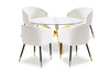 Gem 5pc Dining Set with Table & 4 Chairs, Glass Top & Metal Base, 55\"W Round - Gold & White