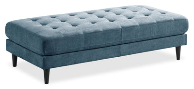 Metro 63" Fabric Ottoman with Tufted Cushion - Denim Blue | Pouf Metro de 63 po en tissu avec coussin capitonné - bleu denim