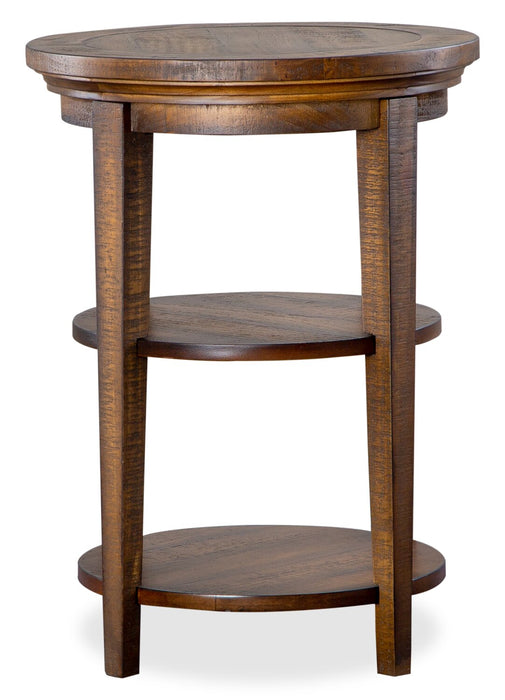 Hanson 18” Round Traditional Pine End Table - Toasted Nutmeg