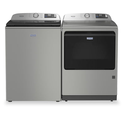 Maytag 6.0 Cu. Ft. Pet Pro Top-Load Washer and 7.4 Cu. Ft. Gas Dryer- Radiant Silver - MATL72GS | Laveuse à chargement par le haut Animal Pet Pro de 6,0 pi3 et sécheuse à gaz de 7,4 pi3 de Maytag - argenté radieux - MATL72GS