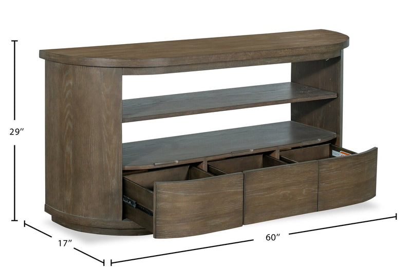 Eldon 60” Modern Round Solid Wood Sofa Table with Storage - Porpoise