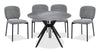 Luka 5pc Dining Set with Table & 4 Chairs, Sintered Stone Top, Metal, 43.5\"W Round - Grey
