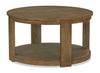 Declan 31.5\" Modern Round Coffee Table with Casters – Natural Wood