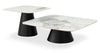 Hazel 39.5” Modern 2-Pack White Sintered Stone Top Coffee + End Table - Black and White