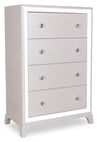 Halo Bedroom Chest of Drawers with LED Light, 4-Drawer, 32\"W x 48\"H, Glam - White