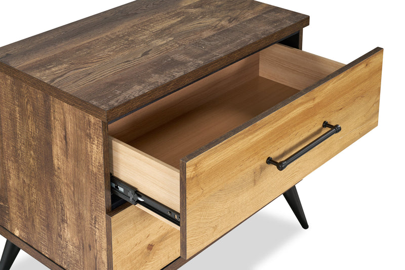 Silas Bedside 2-Drawer Nightstand, 26\"W x 23.9\"H - Rustic Brown