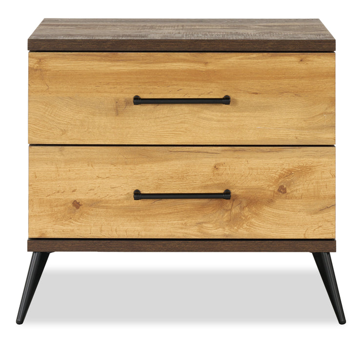 Silas Bedside 2-Drawer Nightstand, 26\"W x 23.9\"H - Rustic Brown
