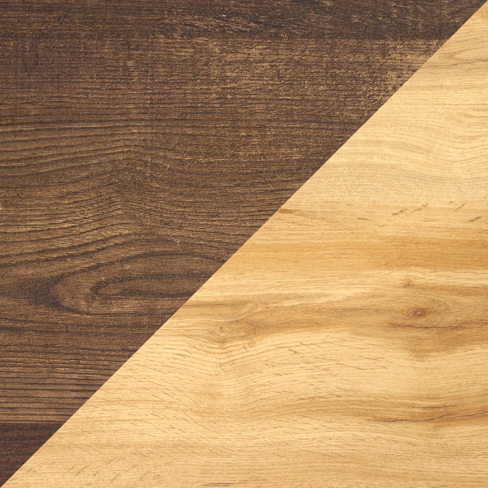 Silas Platform Bed with Headboard & Frame, LED, Rustic Brown - Queen Size