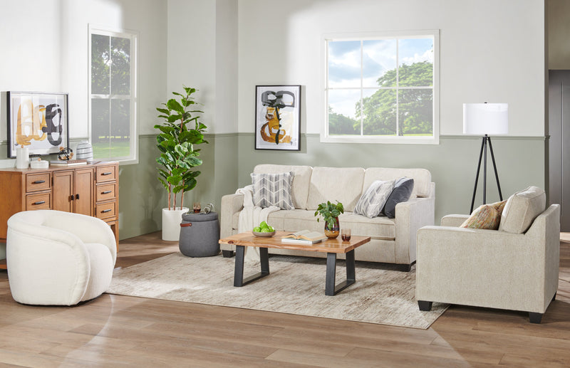 Solo 31.1\" Sherpa Fabric Curved Accent Chair - Ice Cream