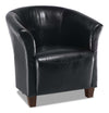 Ethan 31\" Faux Leather Tub-Style Accent Chair with Wood Legs - Black