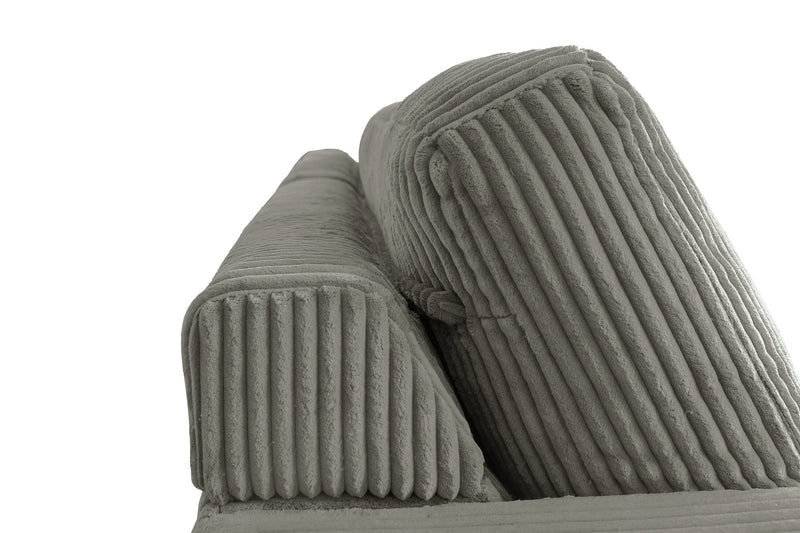 Stratus 108\" Faux Fur Fabric Full-Size Sofa Bed with Power Sliding - Fog Grey